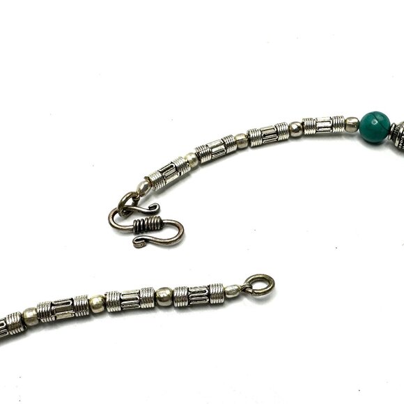 Vintage Tibetan Silver & Turquoise Statement Necklace—Multi-Teardrop Pendant EUC - Picture 7 of 10